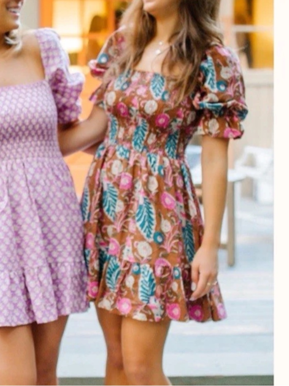 Perry Walker Collective Grace Smocked Mini Dress One Size Floral 100% Cotton